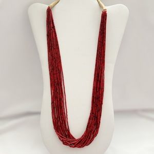 Stunning Southwestern 15 Strand Coral Bead Whip Wrap Necklace